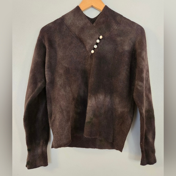 Yarnworks Sweaters - Vintage Yarnworks Wool Angora Brown V-Neck Long Sleeve Sweater Women Sz L Petite